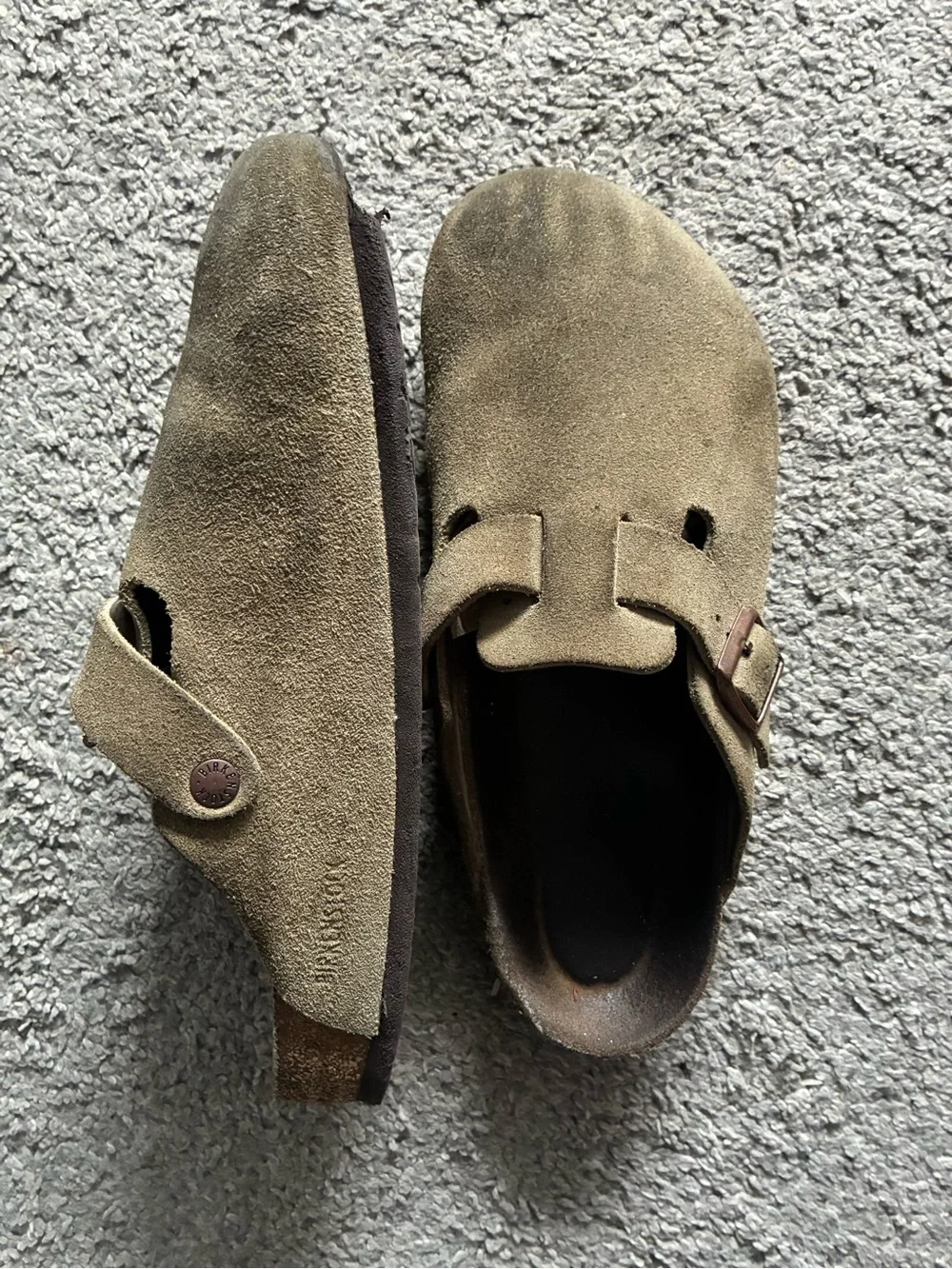 Men's Suede Slip-On Clog with Buckle in Tan
